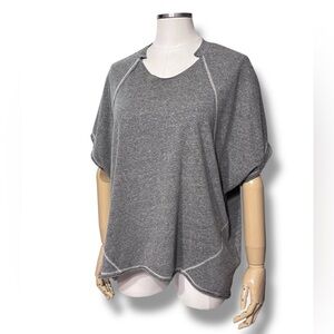 ANTHROPOLOGIE x T.LA Grey Split Neck Dolman Sleeve Oversized Top